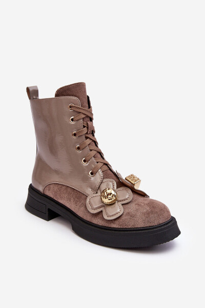 Dámské módní boty se zipem a ozdobami D&A MR870-76 Šedohnědá 39