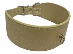 HUHUBAMBOO Obojek Metal béžový XL / Pro chrty / 50 mm x 37-42 cm / Hovězí kůže (355432)
