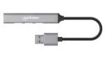 Manhattan USB Hub šedá / USB hub / 4x USB-A / USB 3.2 Gen 1 5 Gbit/s / Bus Power (168427)