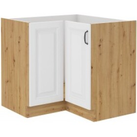 Spodní rohová skříňka Stilo 90x90 ND 2F BB Barva korpusu: Dub artisan, Barva dvířek: Bílá