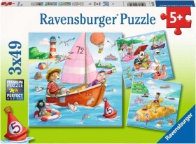 Ravensburger Puzzle - Zvířátka a vodní plavidla 3x49 dílků