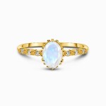 Royal Fashion prsten 14k zlato Vermeil GU-DR23095R-YELLOWGOLD-MOONSTONE-TOPAZ Velikost: 10 (EU: 61-63)