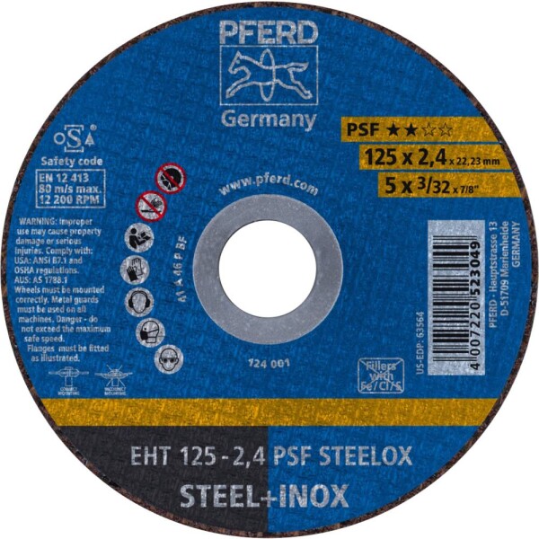 PFERD PSF STEELOX 61721122 řezný kotouč rovný 125 mm 25 ks nerezová ocel, ocel