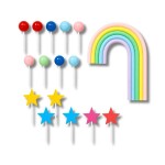 Dortisimo Zápich do dortu Pastelová duha s hvězdami a koulemi (26 ks)