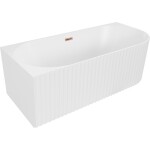MEXEN/S - Gia volně stojící rohová vana reliéf levá 170 x 80, bílá mat, sifon a přepad růžové zlato 52701708001L-60