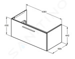 IDEAL STANDARD - i.Life B Umyvadlová skříňka 100x44x51 cm, 1 zásuvka, dub T5275NX