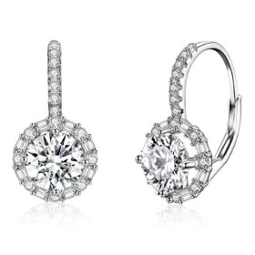Stříbrné náušnice Sofia 1 ct MOISSANITE + CERTIFIKÁT, Stříbrná certifikát GRA, hadřík na čištění stříbra, dárková krabička