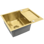 REA - Ocelový dřez Paul BRUSH GOLD s kuchyňskou baterií KPL-96010