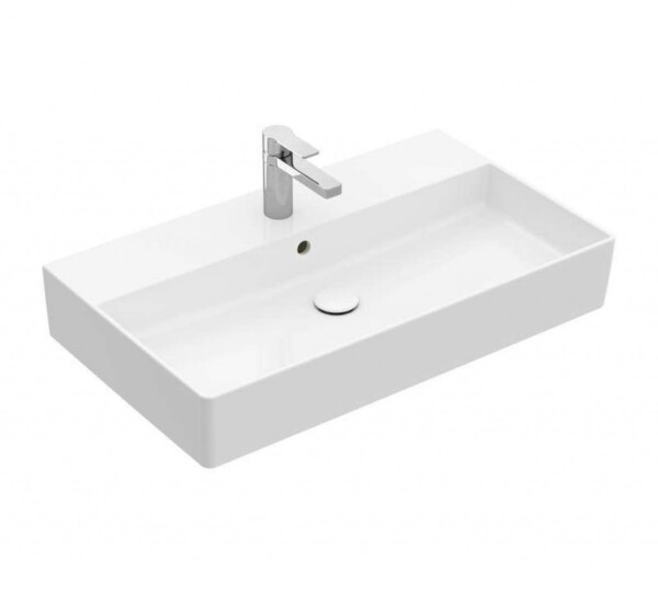 VILLEROY & BOCH - Memento 2.0 Umyvadlo 80x47 cm, s přepadem, otvor pro baterii, CeramicPlus, alpská bílá 4A2280R1