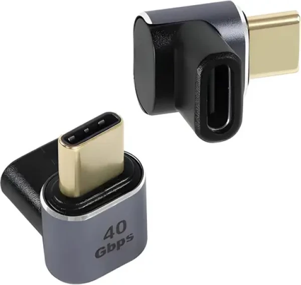 PremiumCord Adaptér USB-C samice - USB-C samec 90° hliníkový / Adaptér / USB4 / 40 Gbps / 100 W (kur31-38)