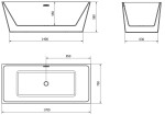 MEXEN - Lita vana volně stojící 170x75 cm, bílá/černá, černý sifon 52121707575-B