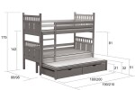 BRADOP Poschoďová trojpostel VAŠÍK B902 ROZMĚR: 90 x 210 cm - ATYP