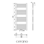 CERANO - Koupelnový radiátorový set Franko - kombinované výtápění, wifi tyč - středové připojení 50 mm - 300W - černá matná - 1200x500 mm CER-663343