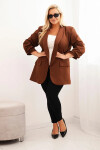 Dámská elegantní plus size sako čokoládová UNI