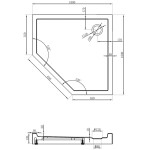 MEXEN - Flow+ pětiboká sprchová vanička 100 x 100, černá mat 46P701010H