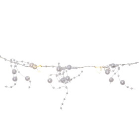 Vánoční nano řetěz s časovačem DEW DROP, 20xLED, 1,2W, 1,9m, 3xAA, bílé kuličky Polar DEW DROP 728-34 - STAR TRADING Světelný LED řetěz White pearls Dew Drops, bílá barva, kov, plast