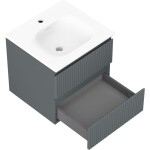 MEXEN/S - Rivel koupelnová skříňka 50 cm s umyvadlem Vela, 2 zásuvky, reliéf , grafit mat/bílá mat 91A20-05047-2-BFF66-W23M01