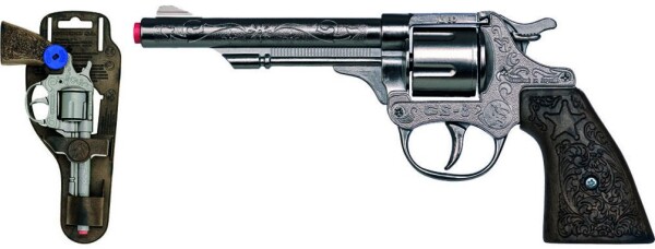 Revolver kovbojský stříbrný, kovový - 8 ran
