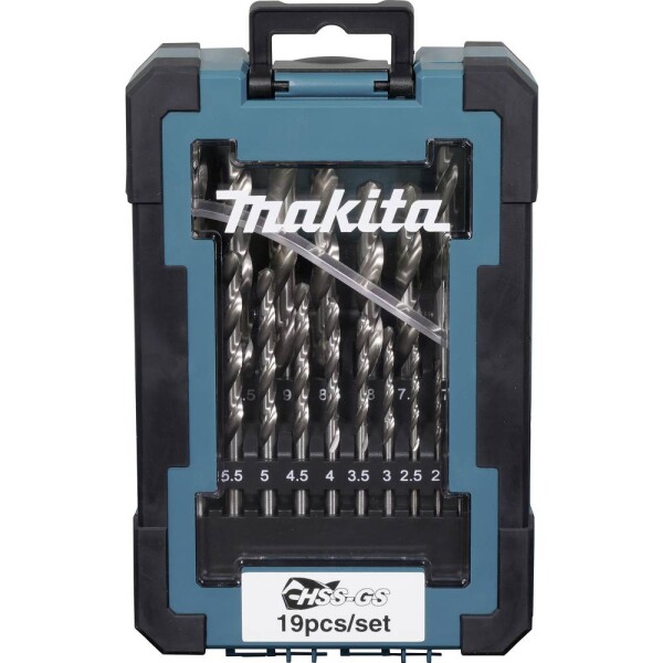 Makita D-78352 sada spirálových vrtáku do kovu, 1 mm, 1.5 mm, 2 mm, 2.5 mm, 3 mm, 3.5 mm, 4 mm, 4.5 mm, 5 mm, 5.5 mm, 6 mm, 6.5 mm, 7 mm, 8 mm, 8.5 mm, 9 mm,