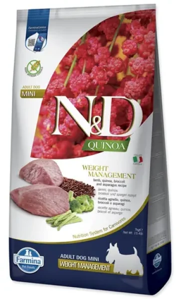 ND Quinoa Weight Management Lamb Broccoli 7 kg / Krmivo pro dospělé psy / střední a velká plemena / bez obilovin (L4-88202)