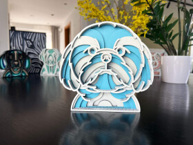 Mandala Shih-tzu dekorace na stůl Barva: Modrá, Rozměr (cm): 17 x 18, Druh: Kartonová
