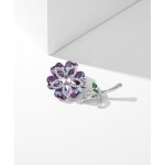 Brož Swarovski Elements Crocetti Purple - květina, Fialová