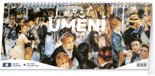 NOTIQUE Kalendář 2027 stolní: Umění - 14denní, 33 x 14,5 cm