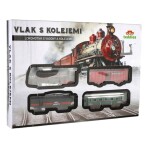Vlak se 3 vagóny s kolejemi