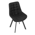 Židle jídelní, černá látka v dekoru broušené kůže, černý kov