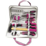 LEVIOR 17247 Sada nářadí, 39 dílů, v pouzdře, růžová