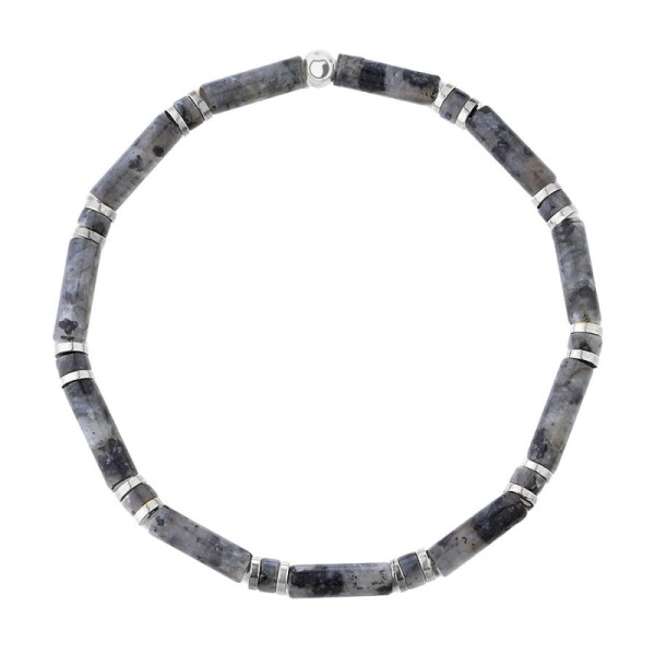 Luxusní pánský náramek Antonio - larvikit, hematit, Šedá 20 cm