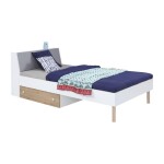 Postel Faro FR14 - 90x200 cm Dveře: Bílá / Dub artisan / Šedá