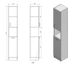 AQUALINE - SIMPLEX ECO vysoká skříňka s košem 30x180x30cm SIME310