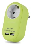 Entac zásuvkový adaptér 2x USB-A limetková / Zásuvkový adaptér / Typ F / 2x USB-A / 16A / 3680W (EPAG-1EE-2USB-L)
