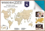 WOODEN CITY Dřevěná mapa světa velikost XL (120x80cm) modrá