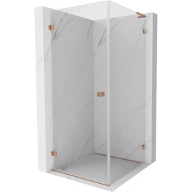 MEXEN/S - Lunar-B L sprchový kout dveře křídlové levá 80 x 80, transparent, měď kartáčovaná 832L-080-080-65-00-L