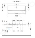 DURAVIT - Vero Air Umyvadlo 1200x470 mm, bez přepadu, otvor pro baterii, bílá 2350120071