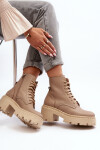 Zazoo 3413 Dámské kožené botky na robustním podpatku béžové 41