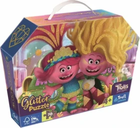 Trefl - Puzzle - Třpytivé Glitter puzzle v kufříku Trollové 3