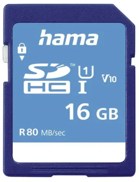 Hama SDHC 16 GB / Class 10 / UHS-I / 80 MBs / V10 (181094)