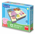 Peppa Pig - Dřevěné kostky 12 ks - Dino