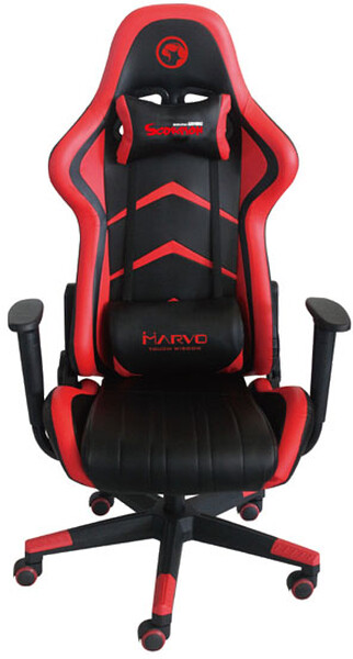 Marvo CH-106 červená / herní křeslo / 129-139cm / ergonomické / sklopné až do úhlu 180° / PVC kůže (CH-106)