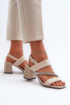 Dámské elegantní sandály na podpatku béžové D&A MR38-549 36