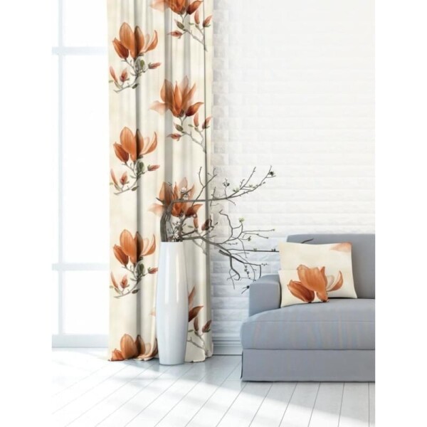 DekorTextil Dekorační látka nebo závěs OXY Magnolie - béžovo-oranžová VARIANTA PROVEDENÍ: povlak na dekorační polštáře - 2 ks
