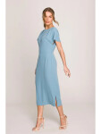 Tužkové šaty s rozparkem na boku S398 nebesky modré - Stylove M