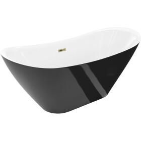 MEXEN/S - Lotos volně stojící vana 150 x 75, bílá/černá, sifon a přepad zlatá 52051507775-50