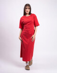 Thinking MU Red Checks Seersucker Kina Dress RED S
