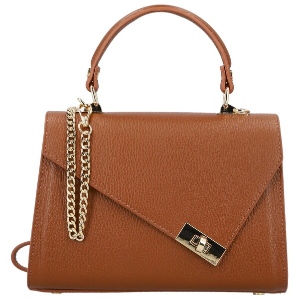 Elegantní dámská kožená kabelka do ruky Armina, koňaková