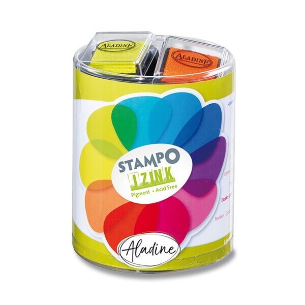 Razítkovací polštářky Aladine Stampo Izink Pigment, 10 ks - zářivé barvy