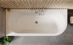 BESCO - Volně stojící vana AVITA A-LINE bílá, sifon s napouštěním přepadem - Barva sifonu - Zlatá, Rozměr vany - 150 × 75 cm, Způsob provedení - Levé VANAVITAL15LZN